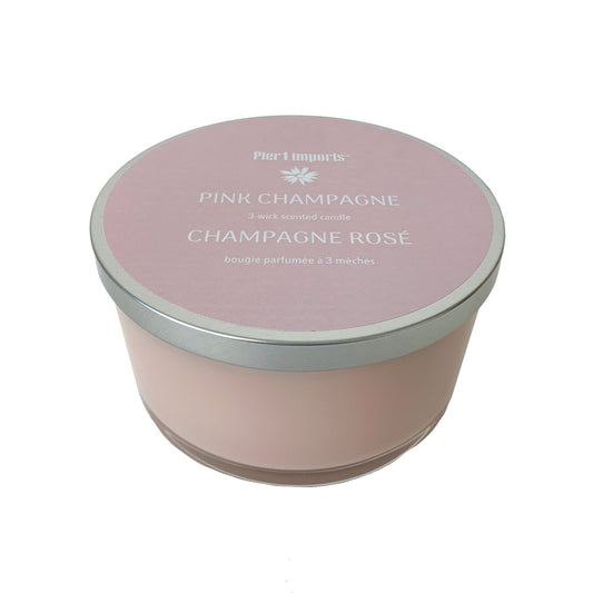 Pier 1 Pink Champagne 14oz Filled 3-Wick Candle