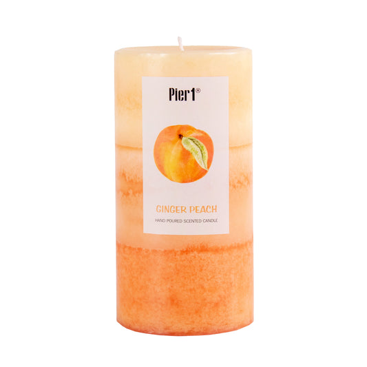 Pier 1 Ginger Peach 3x6 Layered Pillar Candle